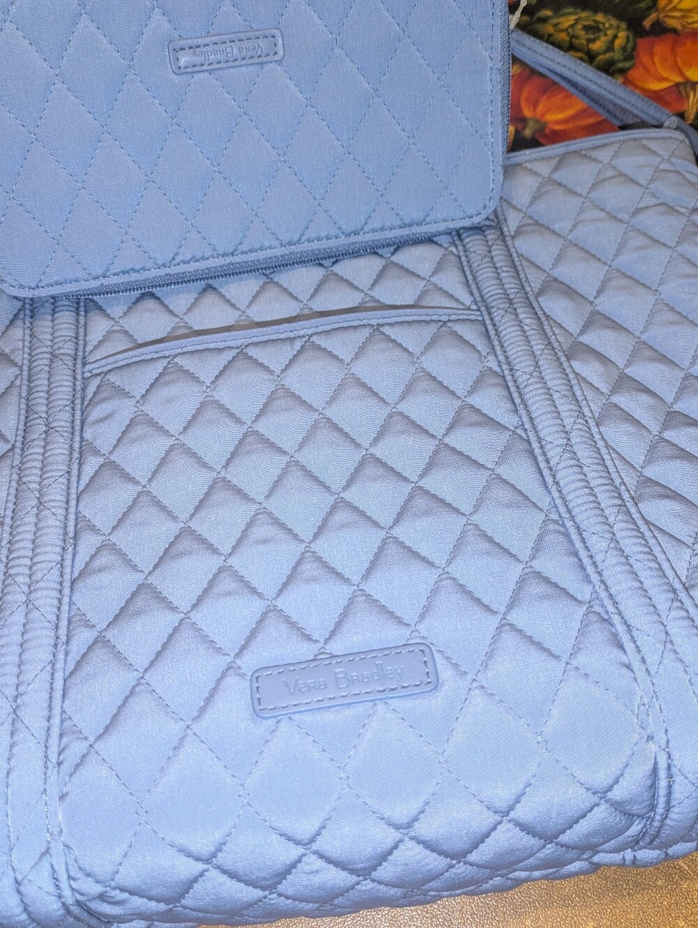 Vera Bradley Light Blue Quilted Purse With Wristlet Wallet- Soft Quilted Texture